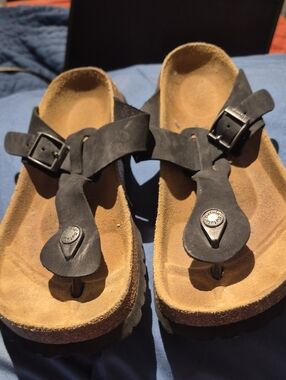 Black Suede T-Strap Women's Sandals